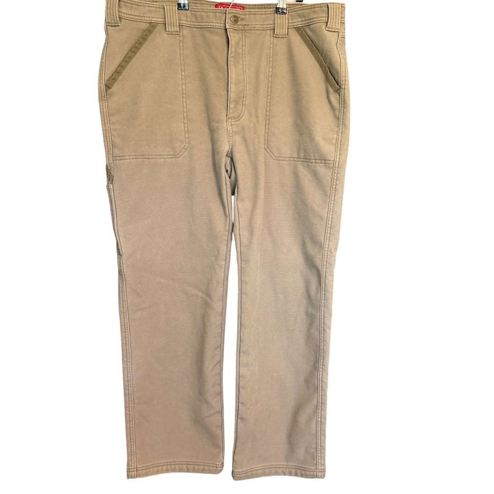 Coleman Mens 38/32 Fleece Lined Khaki Cargo Pants Outdoors Utility Hiking Trails
